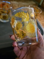 4 VTG BARLETT 22k GOLD CHRYSANTHEMUM 8 OZS whiskey or shot Glasses 3.5”x3”