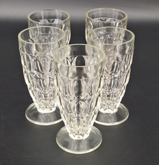 Vintage Jeannette Thumbprint Clear Glass Set of 5 Tumbler Iced Tea Glasses