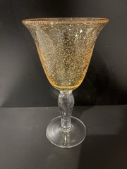 Lot Of 4 Bubbled Goblets, 2 Southern Living At Home 8 oz, 2 Amber 8 3/8” 10 oz