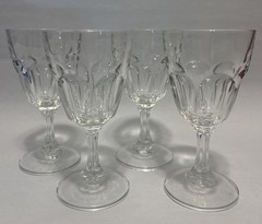 4 Vintage Arcoroc France Clear Glass Goblets Paneled Tulip Optic Stemware