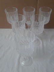 Lot of 6 Crystal Cordial Glasses Etched 3″ Tall