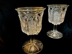 Higbee Panelled Thistle, Flared Stem, Water Goblet , 5 1/2 in, Set Of Two