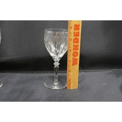 Set of 4 Bohemian Cut Crystal Wine Goblets 6” Hand Cut Leaf & Pinwheel Design