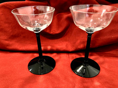 Morgantown Black Stem Tall Champagne Goblets Set of 2