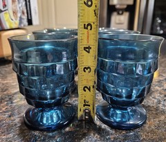 Vintage Colony Glass Whitehall 4 3/8” Riviera Blue Cubist Juice Tumbler Set of 6