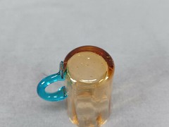 Legras Portieux George Sand Hand Blown Amber & Blue Optic Molded Cordial Glass B