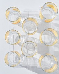 Vintage 1970s Sunflower Retro Glass Summer Drinking Highball Glasses Set of 8