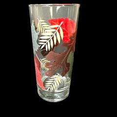 VTG LIBBEY TUMBLERS FALL LEAVES PATTERN SET/4 THANKSGIVING RED BROWN SAGE