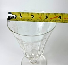 Crystal Tea Glasses Clear Glass Etched Cut Footed Paneled Optic Floral Lot of 8