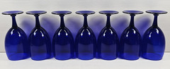 7) Pier 1 Cobalt Blue Iced Tea Glass Set Elegant Stemware Drinking Bar P1C13 Lot