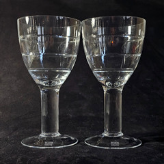 DESIGN HOUSE STOCKHOLM WATER WINE GLASSES, Cut Lead Crystal, 16 oz, SWEDEN, 2PC
