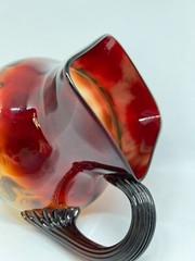 Antique New England Glass Co. Amberina Art Glass Coin Spot-Handled Pitcher 7 1/4