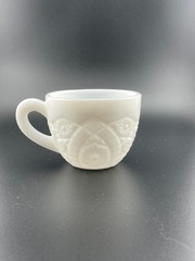 Vintage McKee Punch Cup Concord White Milk Glass Floral Geometrical Pattern