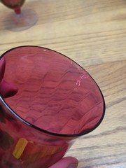 Set Of 7! Glass Specialty Rose Lustre Stem Footed Tumble, VTG READ DESCRIPTION