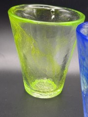 Set 2 Kosta Boda MINE Swirl Tumbler Blue & Lime Green Ulrica Hydman Vallien Tags