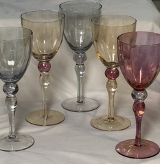 Elegant Crystal Stemware Wine /Water Goblets Rainbow Iridescent Colors Set Of 5