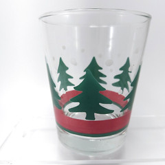 Libbey Christmas Double Old Fashioned Glasses 12oz Set of 6 Green Tree Red Band