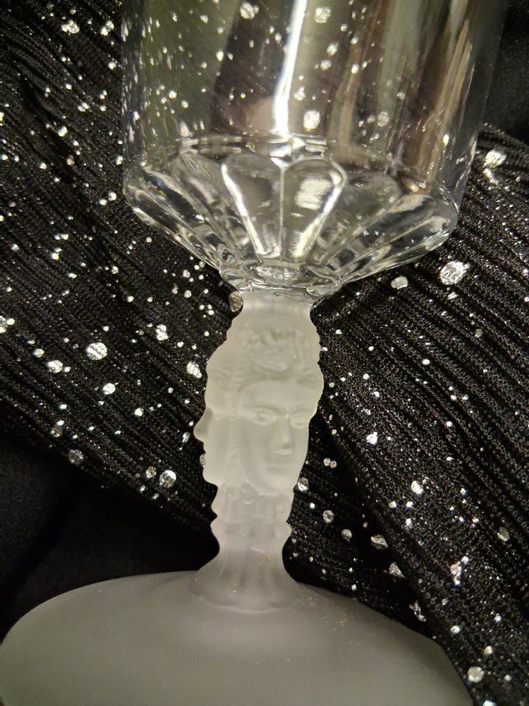 5.5″ Three Faces Sisters LG Wright Water Wine Goblet Frosted Footed