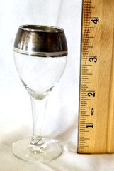 Silver Dipped Band Cordial Bar Glass SET of 6 Small 3.75″ Tall Dorothy Thorpe
