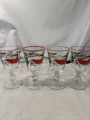 Libbey Horseless Carriage Wine Glasses W/1913 Chevrolet Design Set of 4