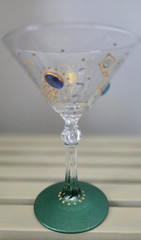 Smithereens Vintage Martini Glasses by Vikki Hand Painted Set of 4