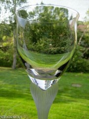 MIKASA SEA MIST CLEAR~WINE GLASS~GOBLET~STEM~8-3/8″~FROSTED~EUC