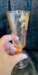 Vintage Pink Rosaline Swirl Champagne Flute Luminarc Arcoroc Glass France Wine