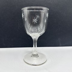 6 RARE Vintage Toyo Sasaki Wine Glass Star Burst Etched MCM Atomic