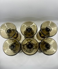 Vintage Duz Crystal Smoke Brown Champagne Water Goblets Pedestal Glass Set of 6