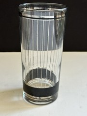4 MCM Culver Devon Black Highball Tumbler Glasses Vtg Silver 6.25” 14oz Signed
