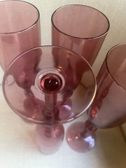 VTG Champagne Toasting Flutes Set of 4 Pretty Plum Color ELEGANT .Made in Italy
