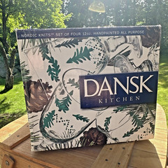 Set of 4 Dansk Kitchen Nordic Knits Vtg Evergreen Tree Crystal Goblets/Box NOS