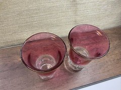 Tiffin Franciscan Flat Tumbler King’s Crown Cranberry Flashed