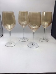 Pier 1 Crackle Amber (Golden Luster) White Wine Goblet, Set of 4