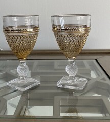 Vintage Goblets, Set Of Two. Gold Encrusted Diamond Point.