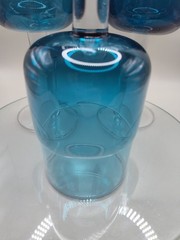 Pier 1 DOUBLE DIP Blue Water Glasses Goblets ~ Set of 3 Retired 8.25″H