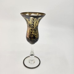 Vintage Venice scene cordial glass, smoked gray MCM