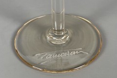 Wine Glass ION TAMAIAN Art Pastels Pink Green Hand Blown Applied Glass Romania