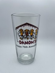 Damon’s Steak & Cocktails Restaurant Bar Glass Glendale 75th Anniversary Cup B91