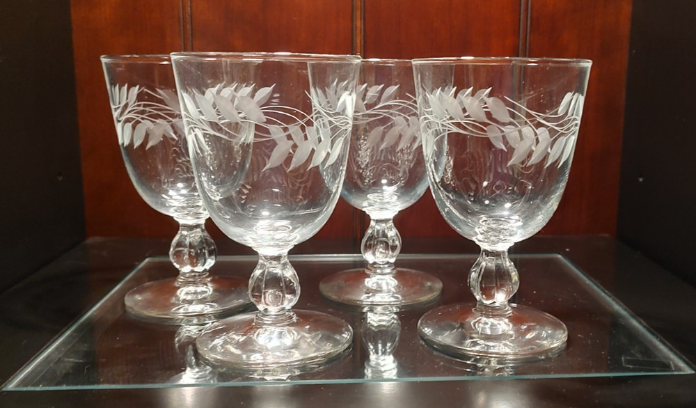 VTG Set of 4 Libbey Water Goblets Wheat Glasses (Stem 3003 Cut) Discontinued