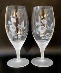 Avon French Crystal 7.75″ Hummingbird 16oz Iced Tea Water Goblets Set of 2