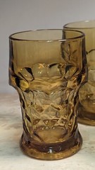 4 MCM Vintage Anchor Hocking Georgian Amber Topaz Bar Tumbler Glasses Honeycomb