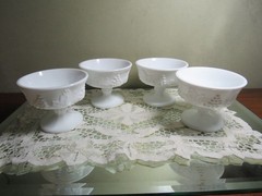 4 Colony Harvest Milk Glass Champagne/Sherbet footed goblet
