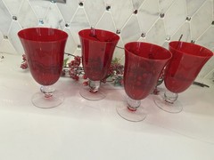 LENOX Holiday Gems Ruby Red Wine/Water Goblets Set of 4