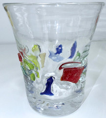 Set of 5 Hand Blown Art Studio Glass 5″ Tall Tumblers w/Vibrant Color Chunks EUC