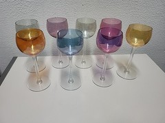 Iridescent Multi Colored 4 oz Cordial Sherry Glasses Set Of 8 Rainbow Apertif