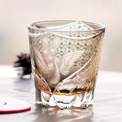 New Whiskey Glass Tumbler Japanese Style Edo Kiriko Glass Hand Cut To Grey 11oz