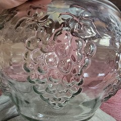 Indiana Glass Punch Bowl with Embossed Grapes, 8 Matching Cups and Hooks