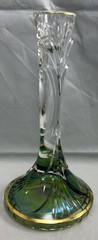 Crystal Candlestick – A Real Beauty – Green Base, Clear Top*Pre-Owned*