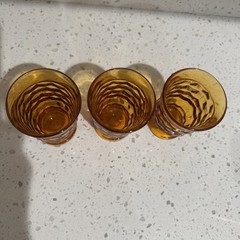 Vintage Indiana Whitehall Cubist Juice Glasses Lot Of 3 Gold 4″ H x 2.5″ W